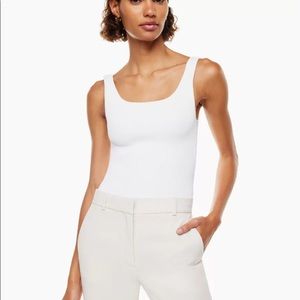 Babaton Sculpt Knit Squareneck Tank White